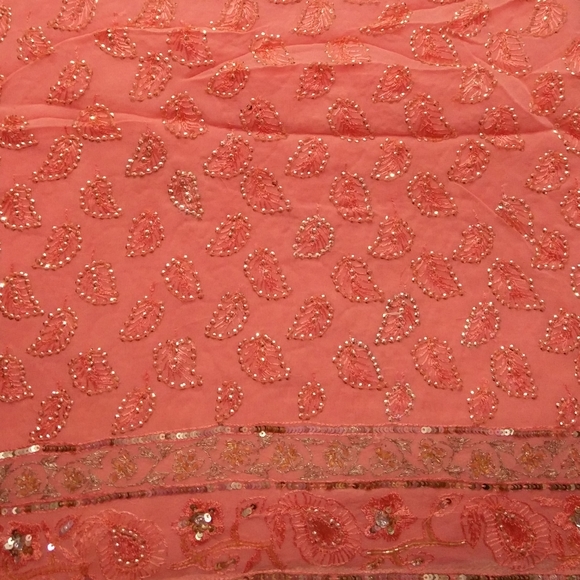 Sequined Peach Saree